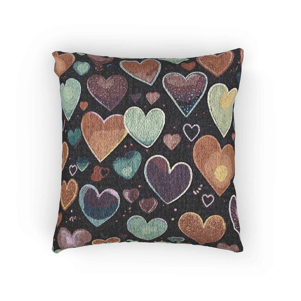 Coussin tissé à motif de cœurs pastel | Coussin décoratif cœurs, Décoration bohème