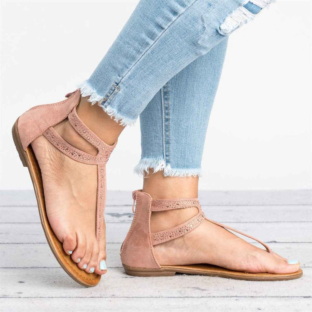 Beach sandals with rhinestones