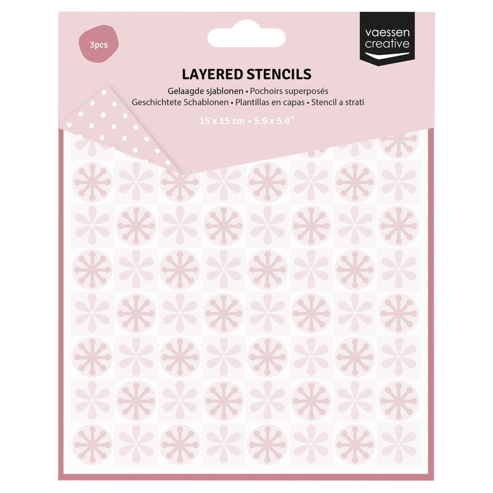 Vaessen Creative • Pochoirs superposés motif quadrillé 15x15cm
