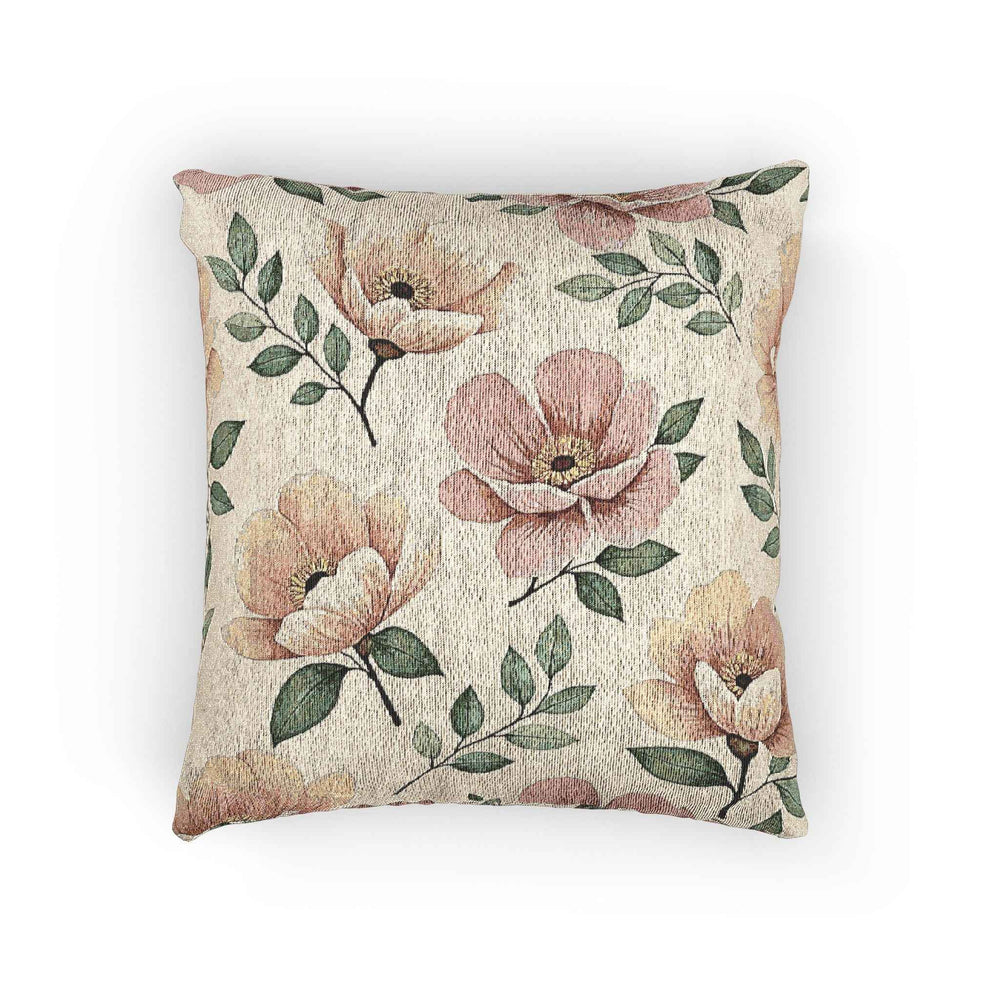Elegant Watercolor Woven Pillow - Luxury Floral Living Room Accent