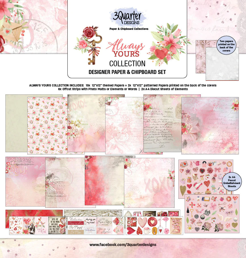 3Quarter Designs - Pack de papier 30,5 x 30,5 cm - Always Yours