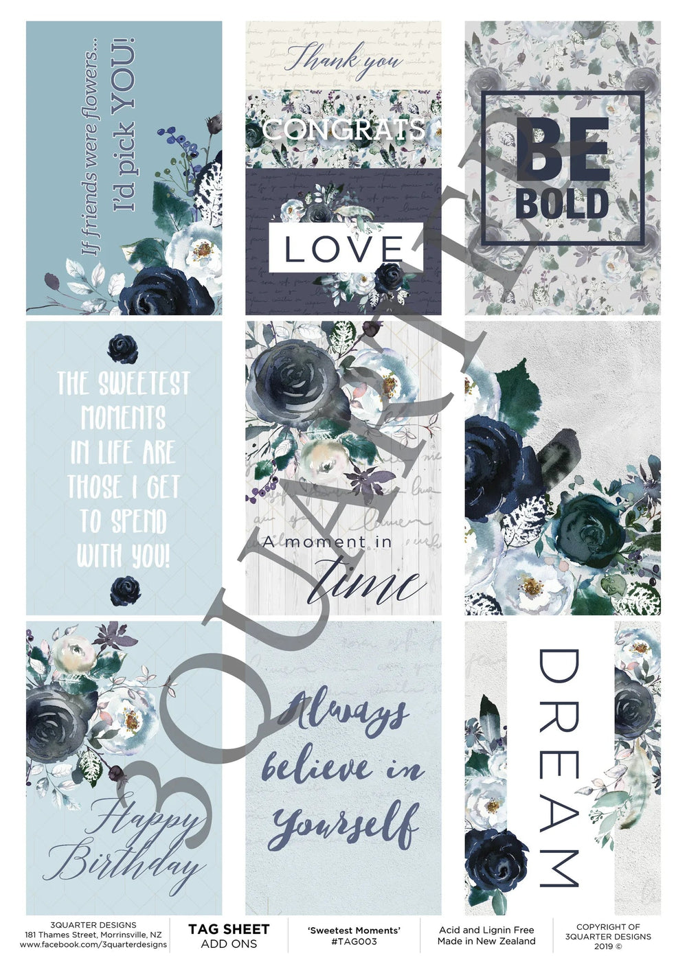 3Quarter Designs - Feuille d'Étiquettes - Doux Moments