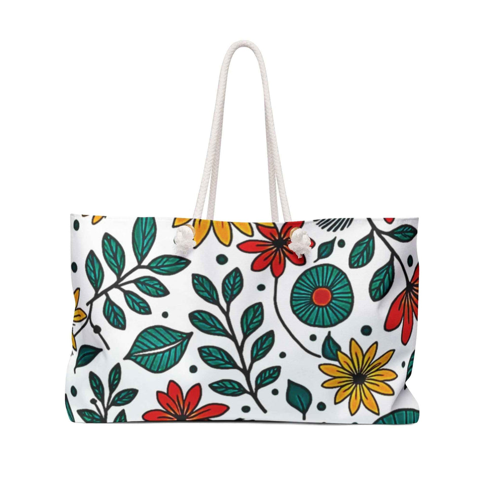 Colorful Floral Pattern Weekender Bag | Spring Flower Large Tote Bag