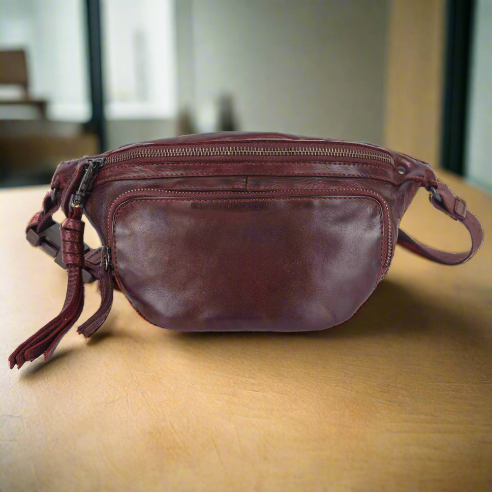 Sac banane en cuir à fermeture éclair sur le devant MET