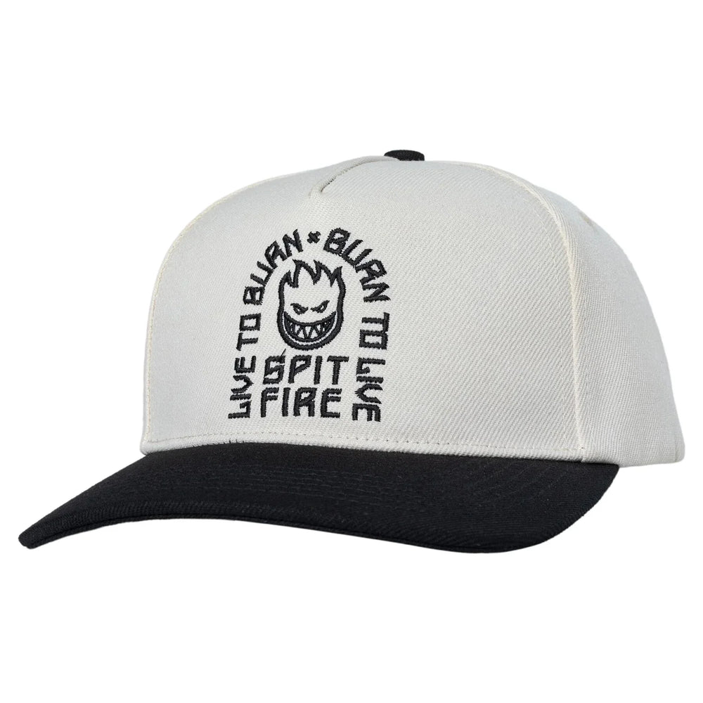 Casquette "Live To Burn Arch" Spitfire - Blanc cassé/Noir