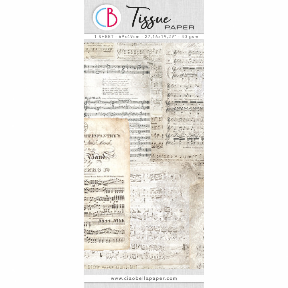 Tissue Paper cm69x49 27,66"x19,29”Vintage Music Sheet — Ecstasy Crafts