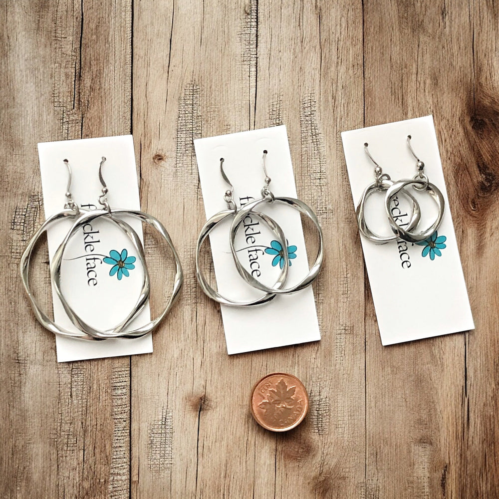 Lightweight Twisted Hoop Earrings – Non-Tarnish Rhodium Plated