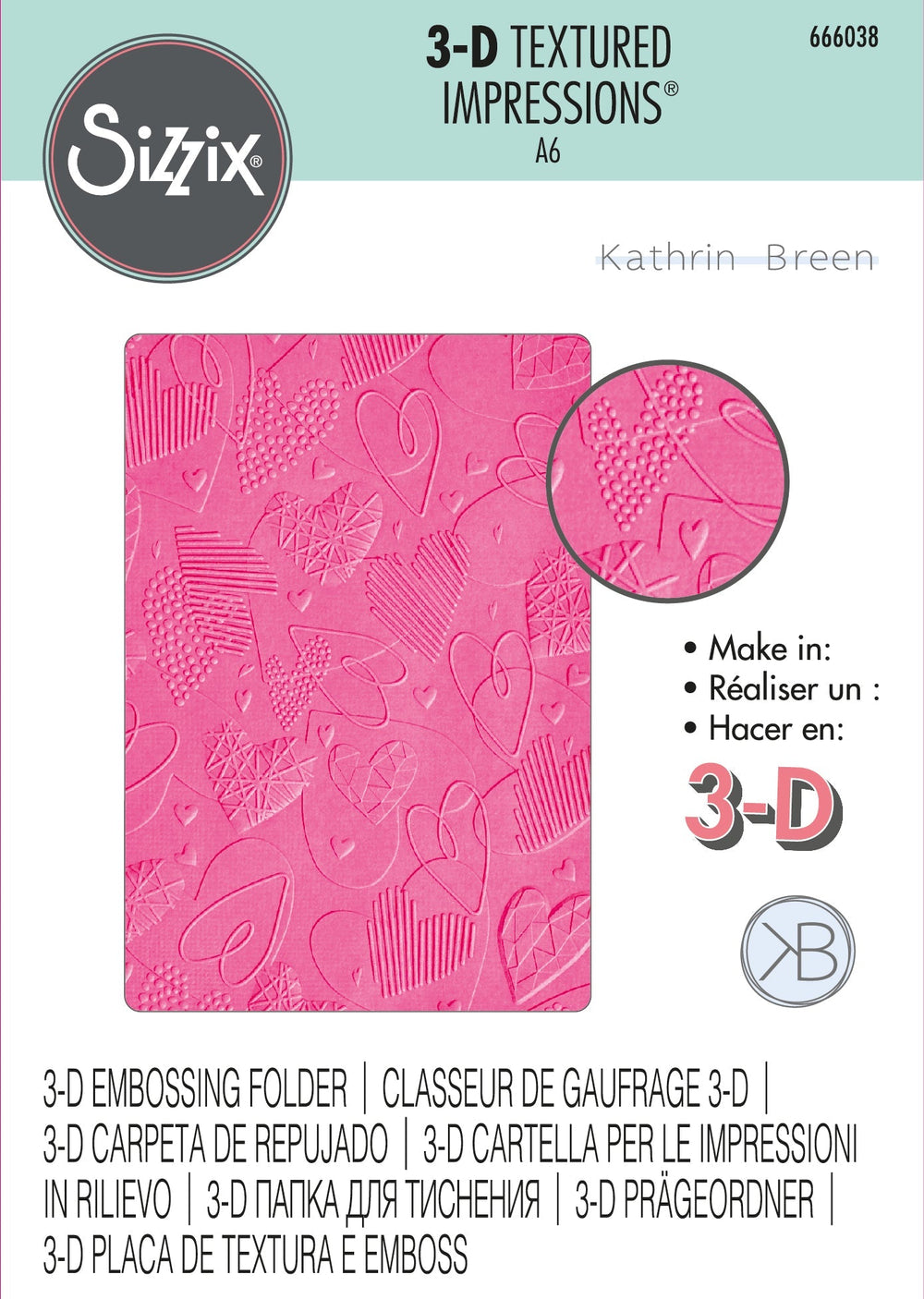 Sizzix 3-D Textured Impressions Embossing Folder - Mark Making Hearts by Kath Breen — Ecstasy Crafts