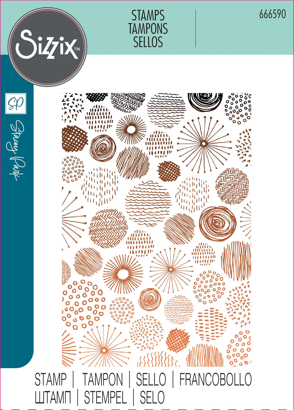 Sizzix Set de Tampons Transparents Cosmopolitan, Ecliptic par Stacey Park