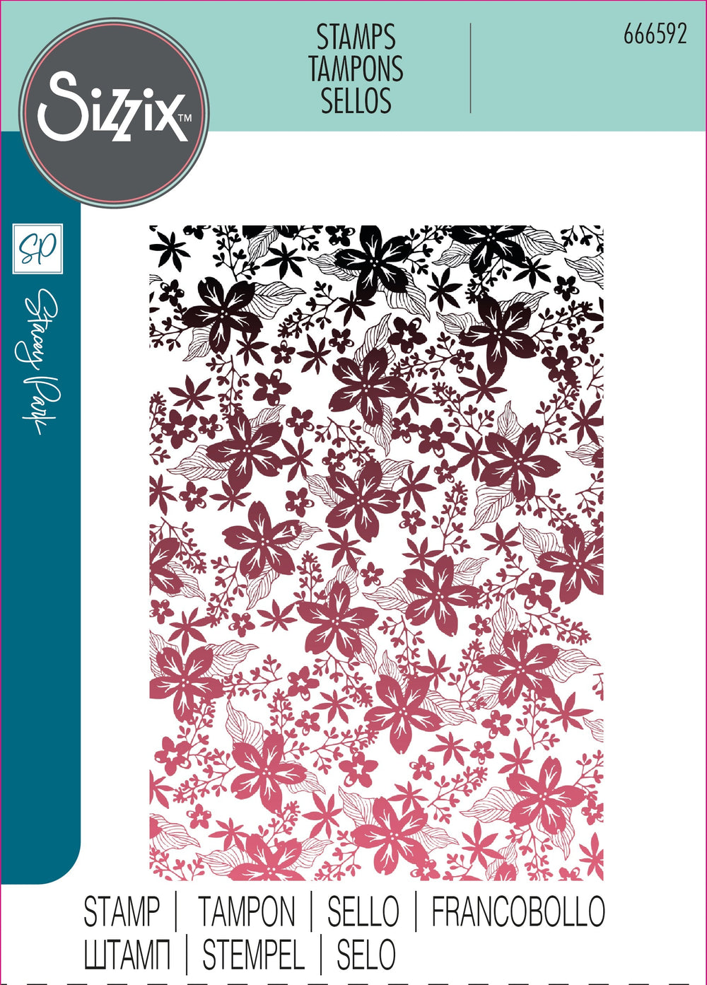 Sizzix Clear Stamp Set Cosmopolitan, Petals par Stacey Park