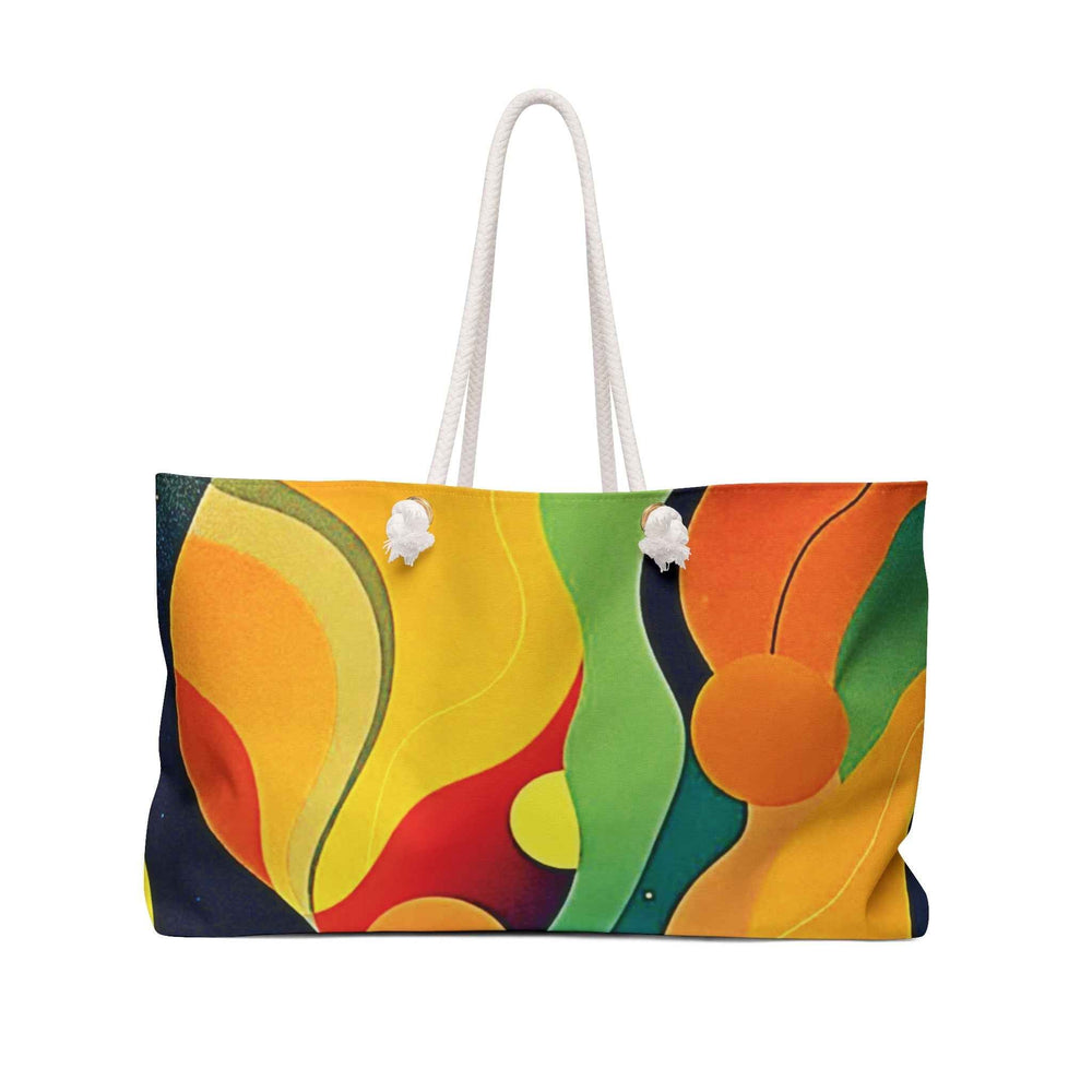 Retro Abstract Rainbow Wave Weekender Bag | Colorful Large Tote Bag