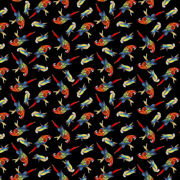 Rain Forest - Marcia Baldwin - Tossed Black Parrots