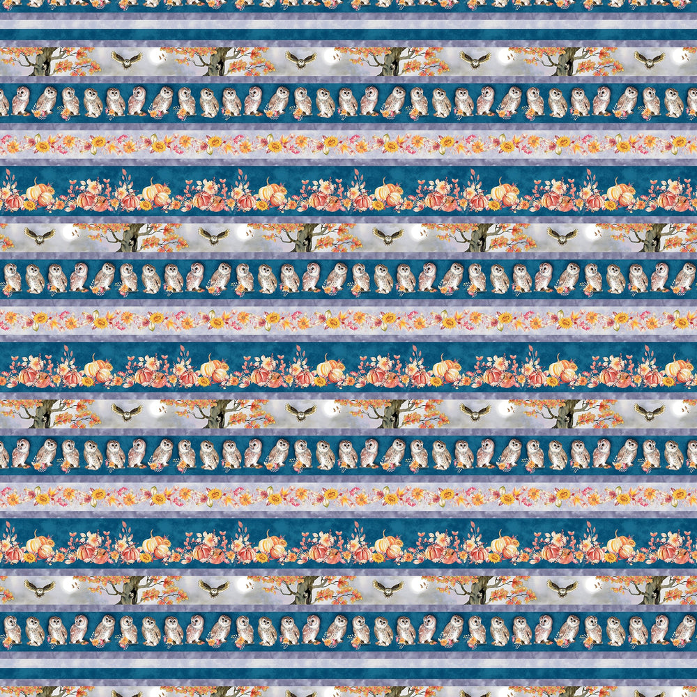 Night Owls by Kathleen Francour - Navy Border Print — Cottage Quilting Ltd.