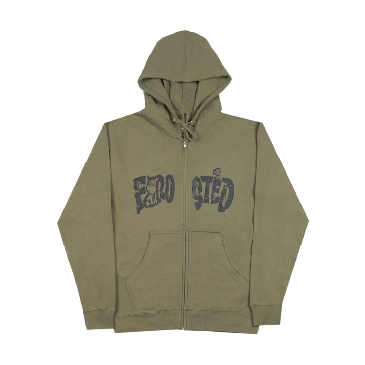 Frosted Skateboards 'Safari Logo' Zip-Up Hoodie - Olive Green