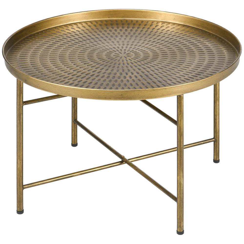 Dessie 24" Vintage Coffee Table with Hammered Tray Top and Metal Frame-Gold — SLOTH Nation
