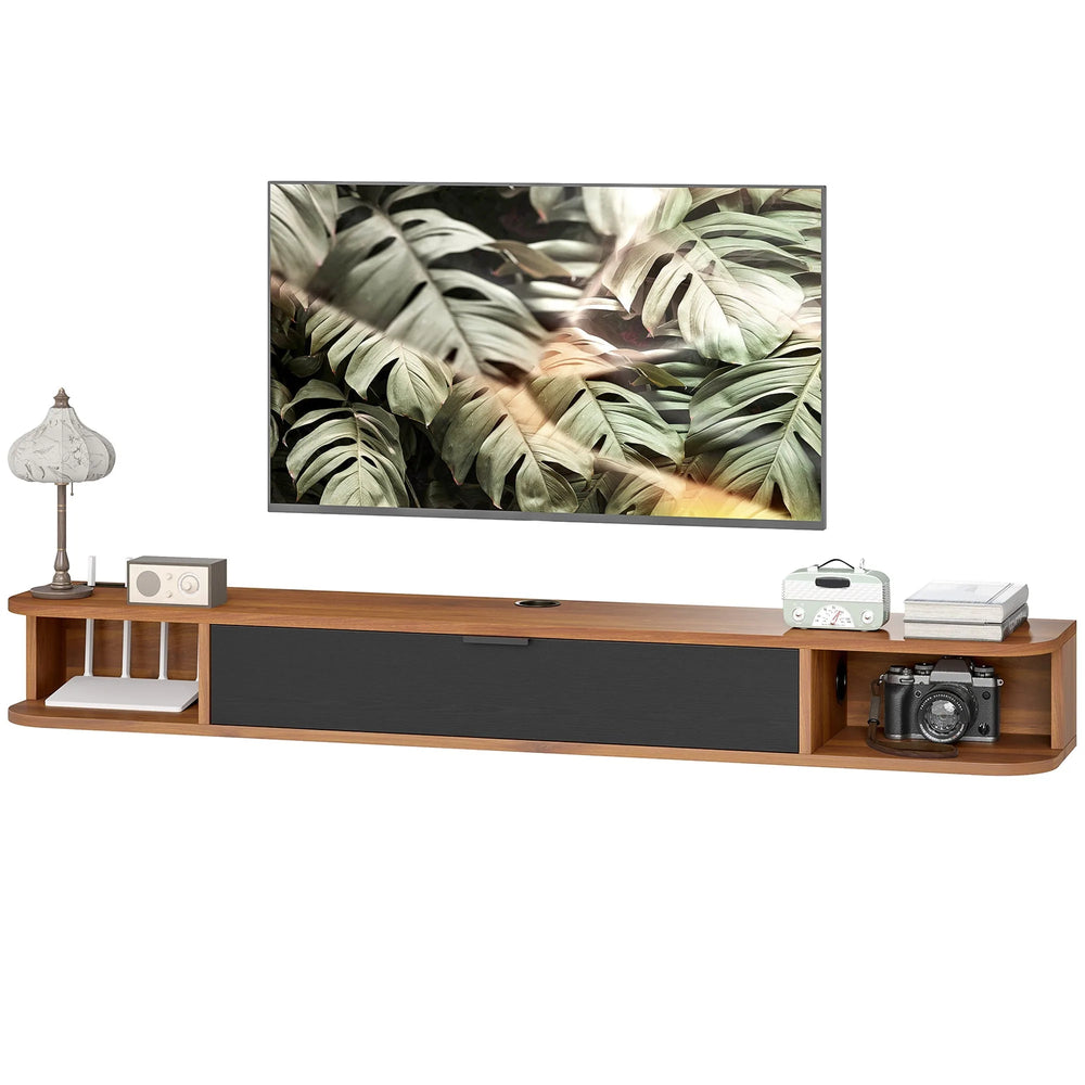 Lennox 55" Floating TV Stand for TVs up to 65" with Flip Drawer-Walnut — SLOTH Nation