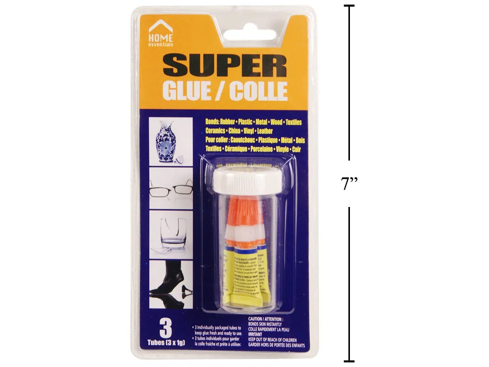 HOME ESSENTIALS 3-Piece Super Glue with Safety Tube - 83065 — Home Essentials Outlet