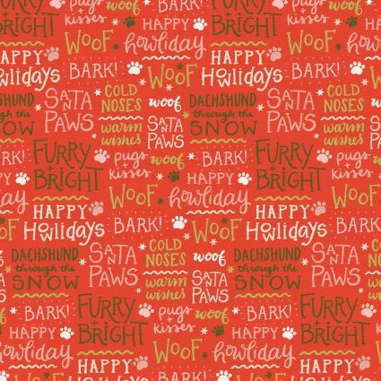 Happy Howlidays! Richelle Garn for Paintbrush Studios - Words on Red — Cottage Quilting Ltd.