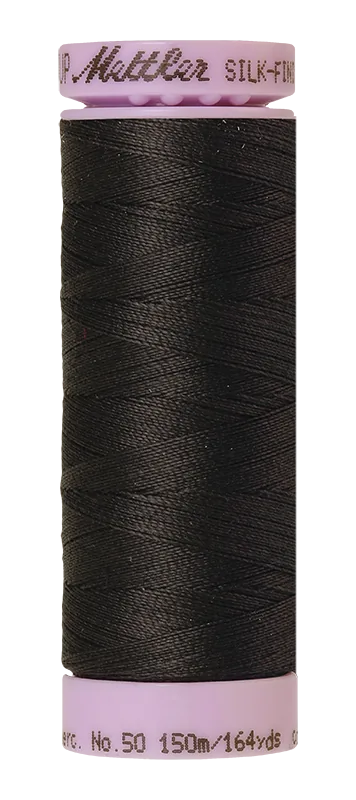 Mettler Silk-finish 50wt Solid Cotton Thread 164yd/150m Charcoal — Cottage Quilting Ltd.