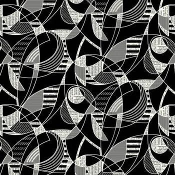 Geometric Black/off White Black/Off White - 6857S-93 - Language of Color — Cottage Quilting Ltd.