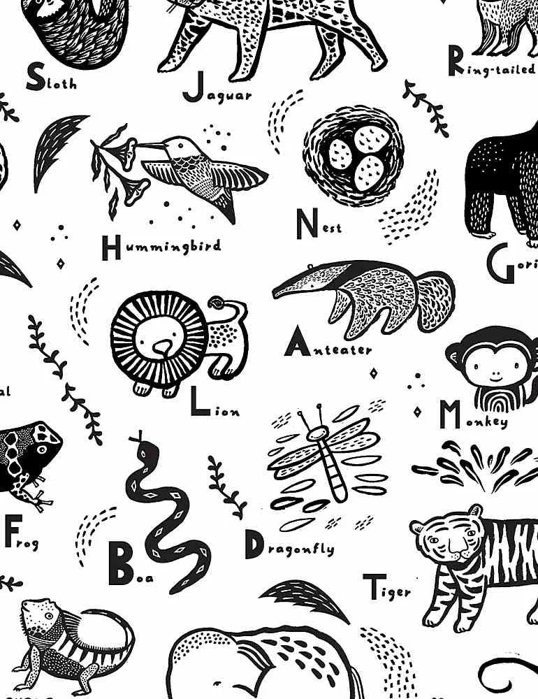ABC Managerie- Wee Gallery- Stella-WG1982-White — Cottage Quilting Ltd.