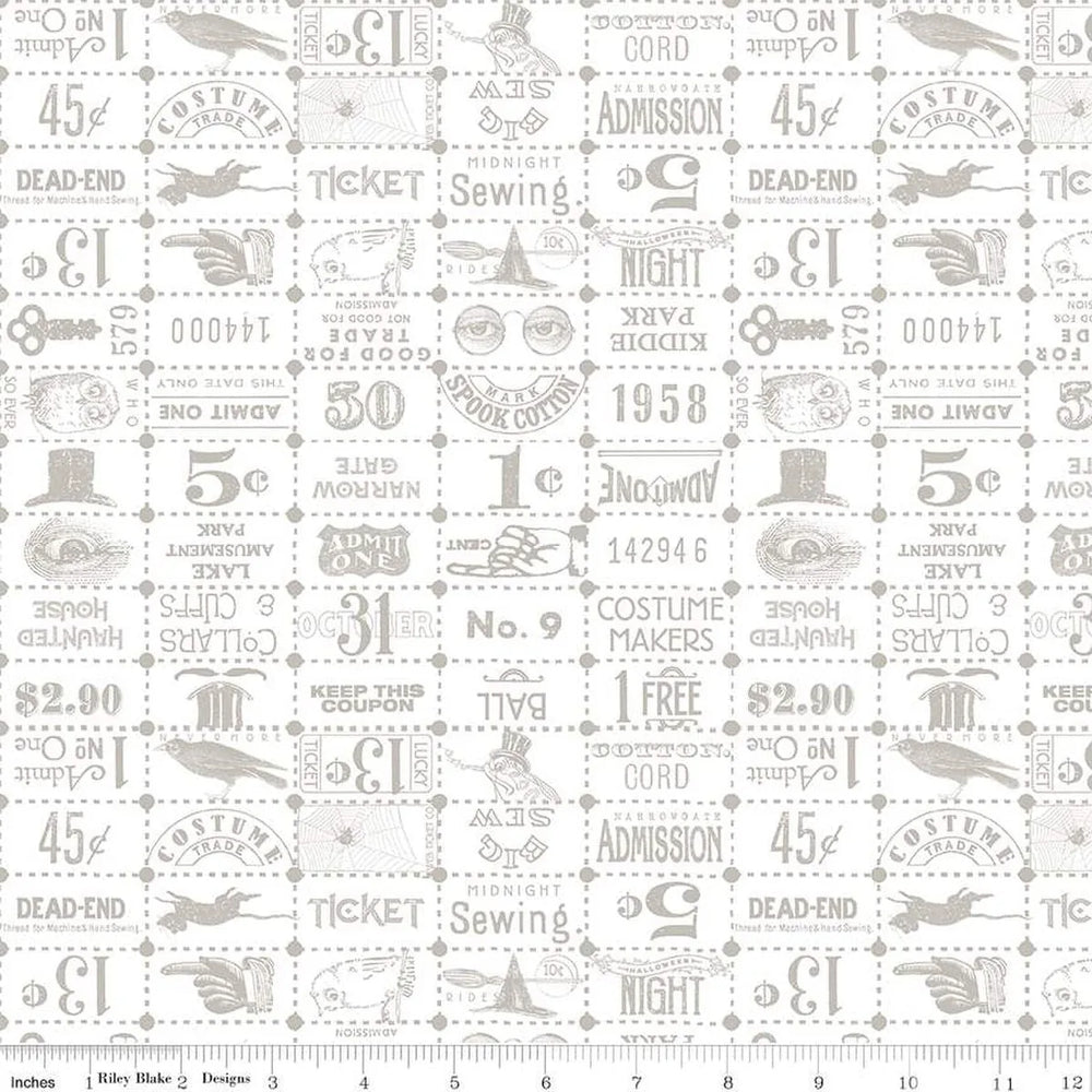 Riley Blake - Costume Maker's Act II - Ticket Grid White - C16009-WHITE — Cottage Quilting Ltd.