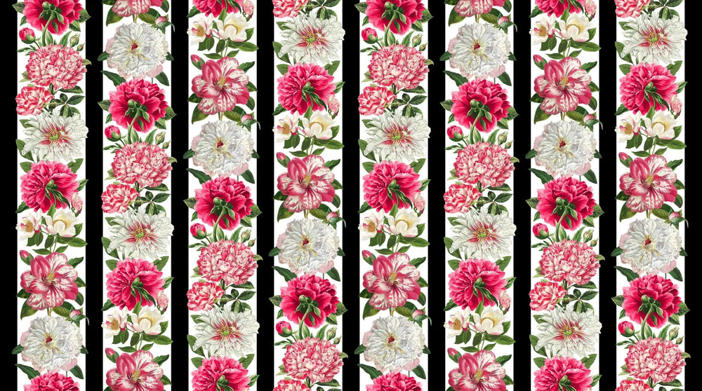 Bloom by Northcott Fabrics - Peony Border Stripe — Cottage Quilting Ltd.