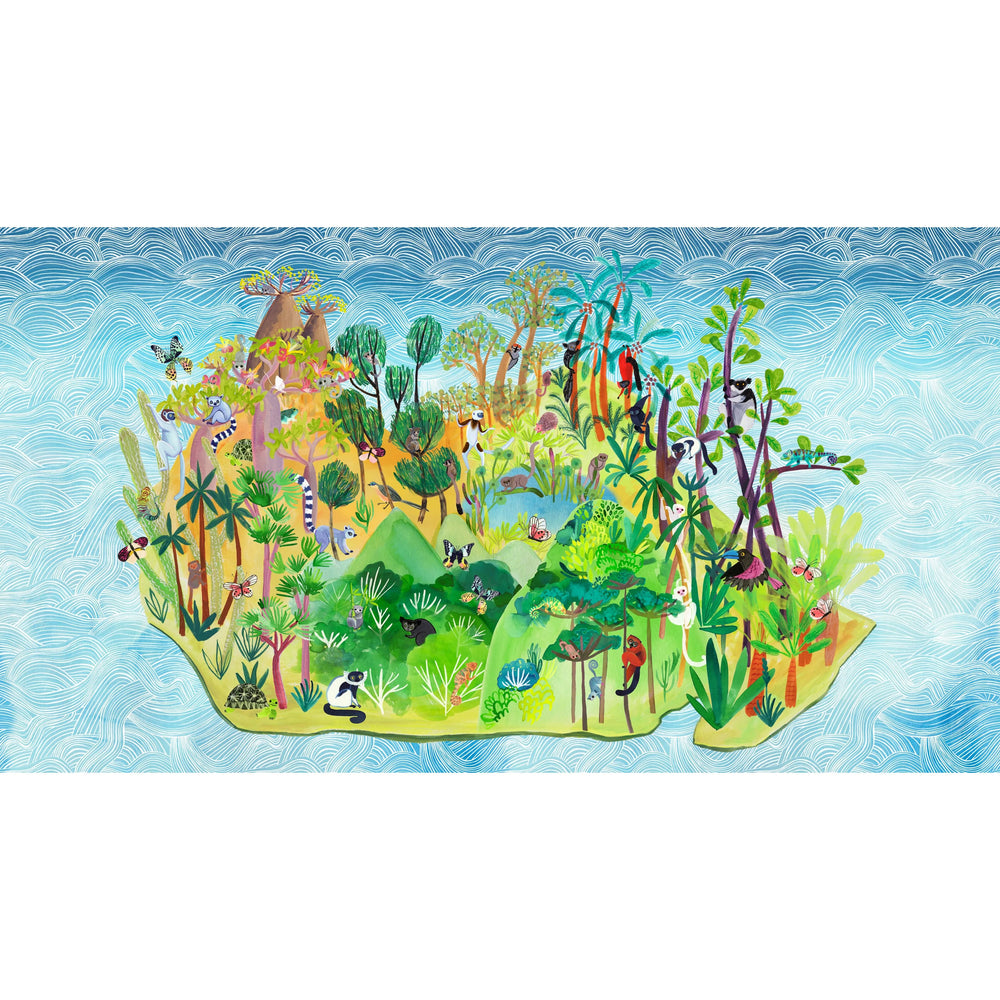 Madagascar Adventure- Wildlife Map- Panel — Cottage Quilting Ltd.