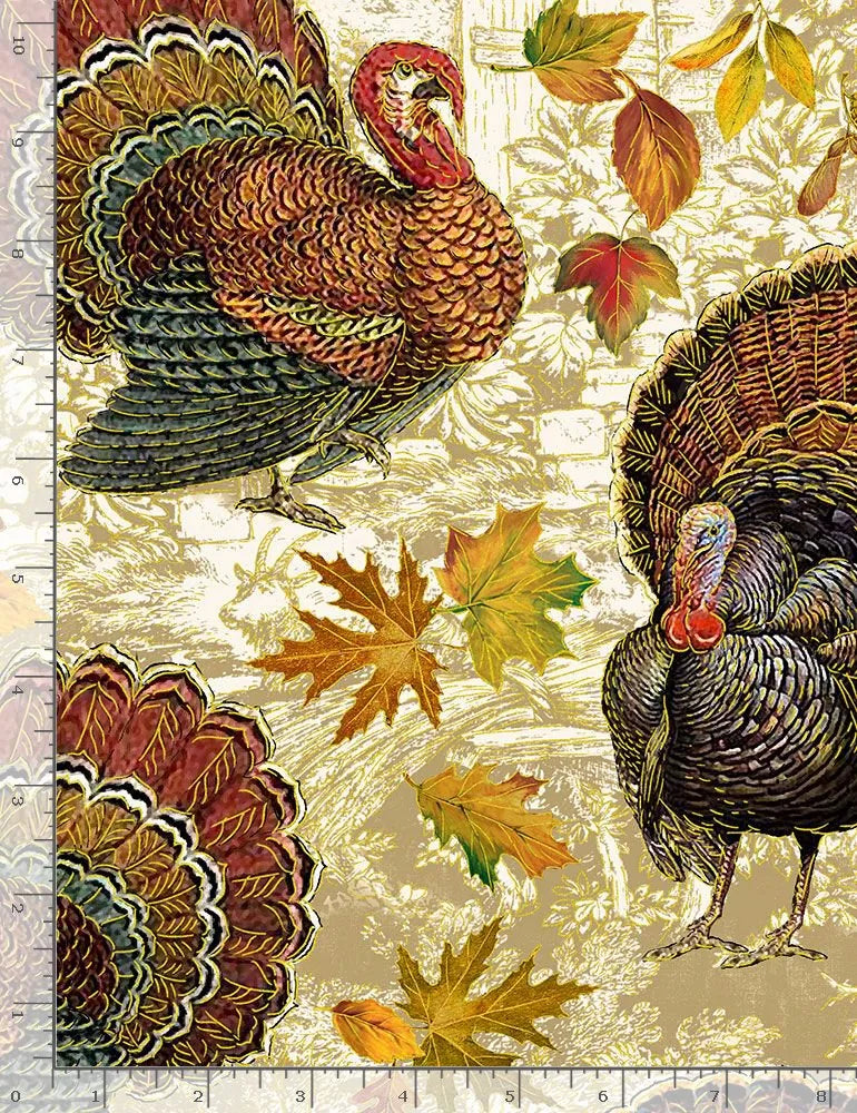 Harvest - Turkeys - Multi with Gold — Cottage Quilting Ltd.
