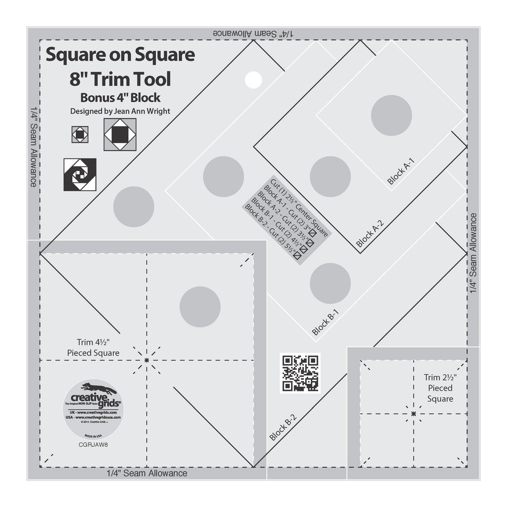 Creative Grids Square on Square Trim Tool - 4in or 8in Finished — Cottage Quilting Ltd.