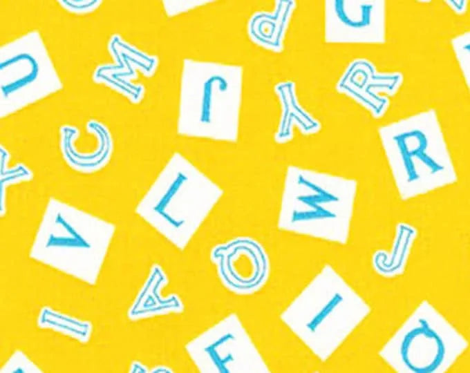 My ABC Book by Robert Kaufman -Yellow Alphabet 16625-5 — Cottage Quilting Ltd.