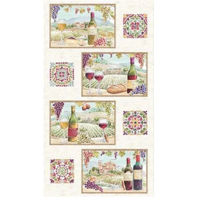 Clothworks - Wine Tastine - Placemat Panel - Y4573-2 Light Cream — Cottage Quilting Ltd.