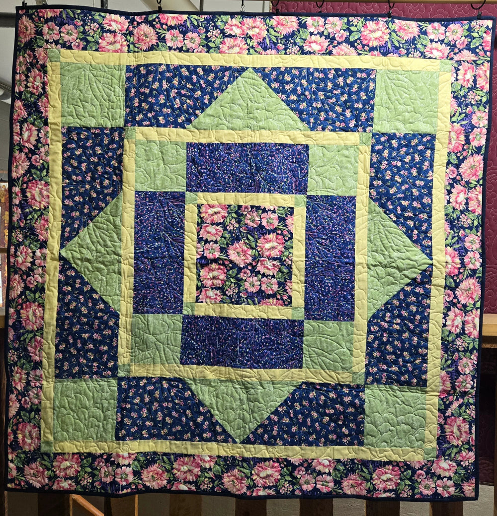 Store Sample- Lap Quilt- Green,Yellow, Purple Floral — Cottage Quilting Ltd.