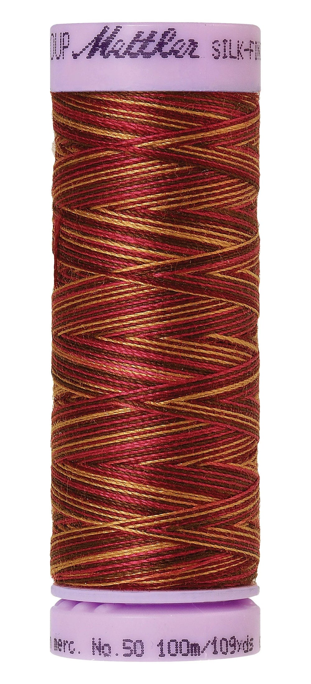 Mettler Silk-Finish 50wt Variegated Cotton Thread 109yd/100M Mocha Cherry — Cottage Quilting Ltd.