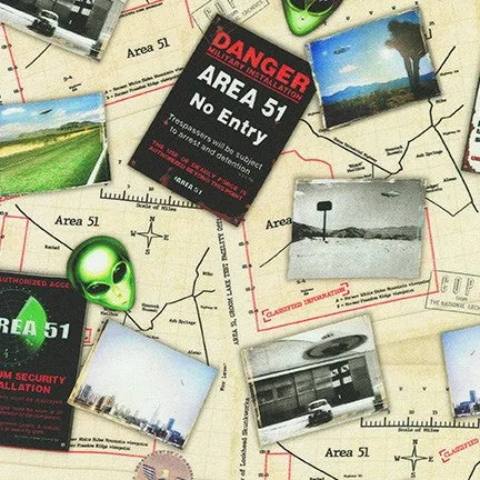 Robert Kaufman - Area 51 - Maps and Signs - AXED-19545-283-EERIE — Cottage Quilting Ltd.
