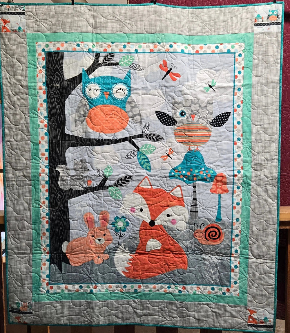 Store Sample- Baby Quilt- Owl and Fox Panel — Cottage Quilting Ltd.