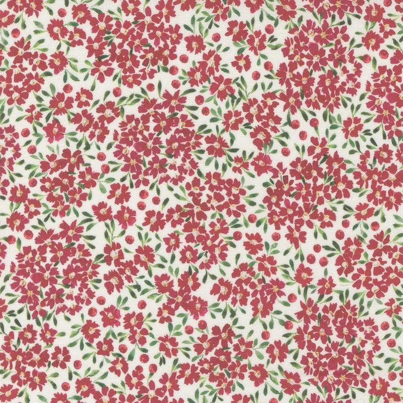 Comfort & Joy by Laura Muir of Create Joy Project for Moda - Red Flower on White — Cottage Quilting Ltd.