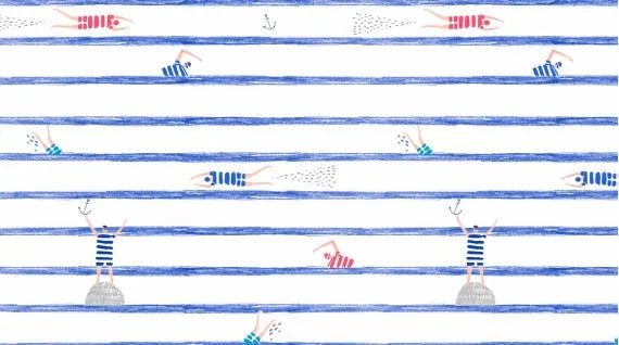 Dear Stella - Pier Pressure - White Swimmers Stripe - C936-White — Cottage Quilting Ltd.
