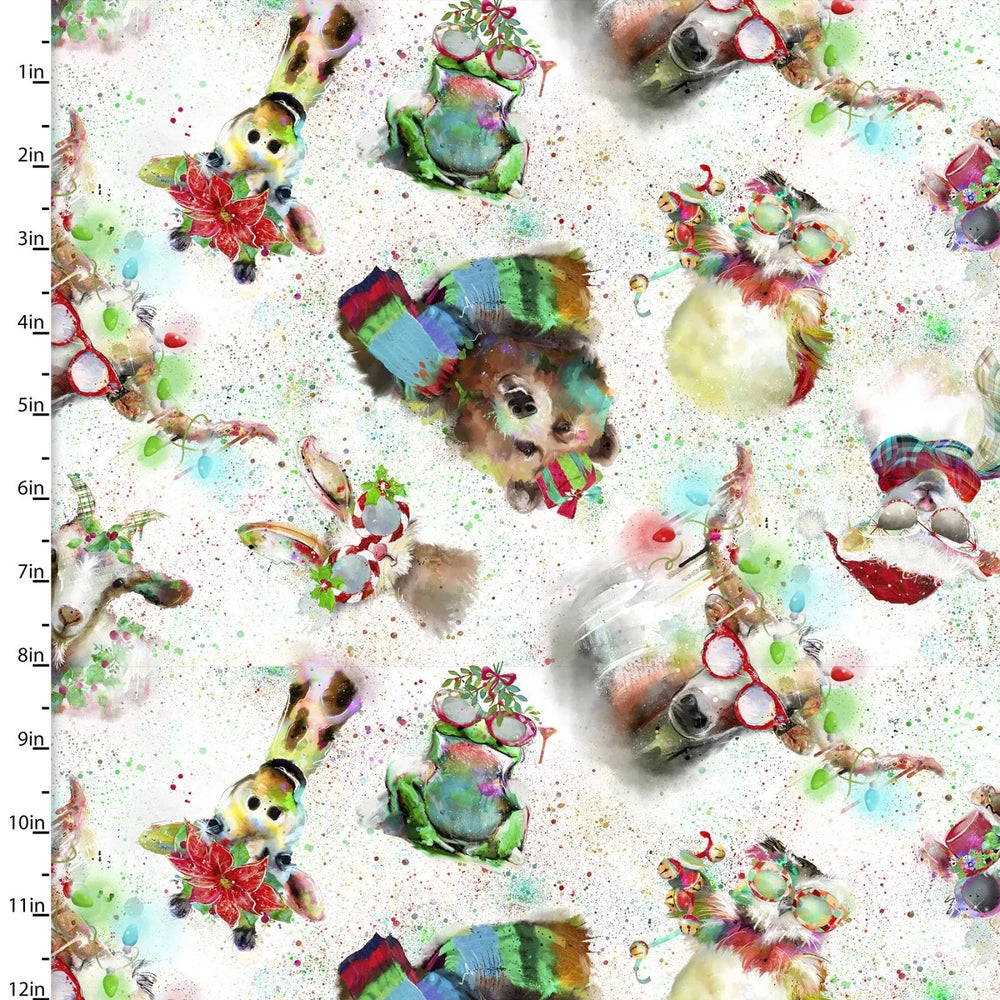 Sassy Holiday by 3 Wishes - White Animal Toss — Cottage Quilting Ltd.