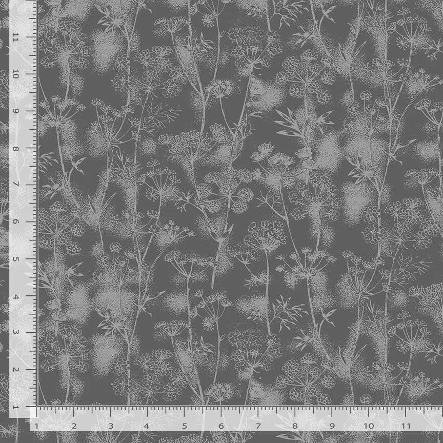 Fleur by Timeless Treasures - Graphite Dandelion Stems — Cottage Quilting Ltd.