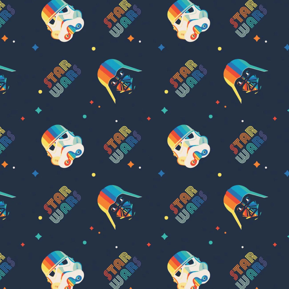 Star Wars Rainbow Empire Helmets - Navy — Cottage Quilting Ltd.