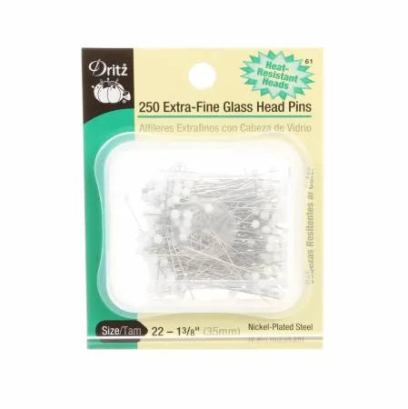 Dritz Extra Fine Glass Head Pins Size 22 - 1 3/8" - 250pc — Cottage Quilting Ltd.