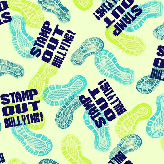 Stamp Out Bullying! Cotton Fabric by Studio 8 for Quilting Treasures - Pale Mint — Cottage Quilting Ltd.