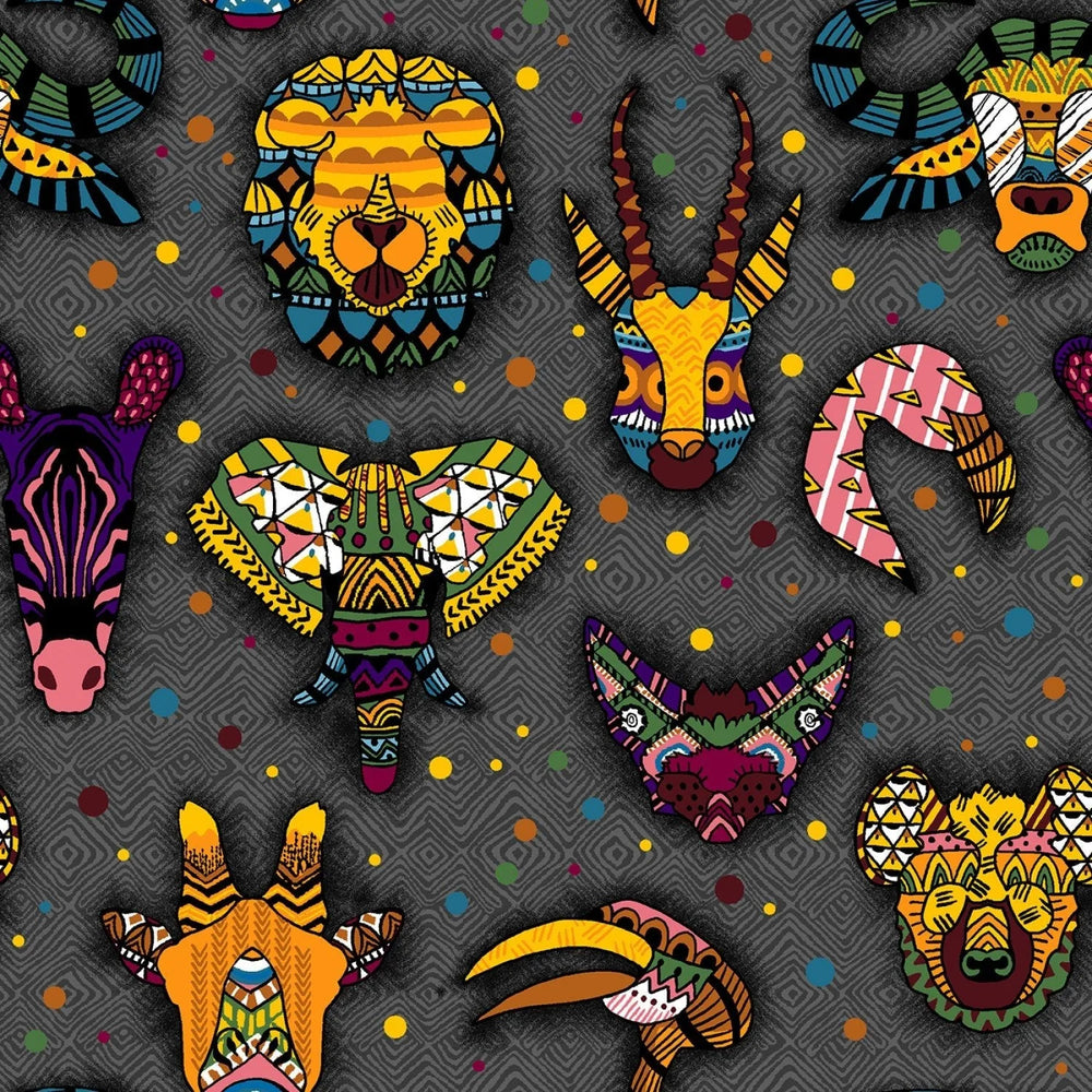 Studio de peinture UBUNTU 120-99793 Têtes d'animaux gris foncé