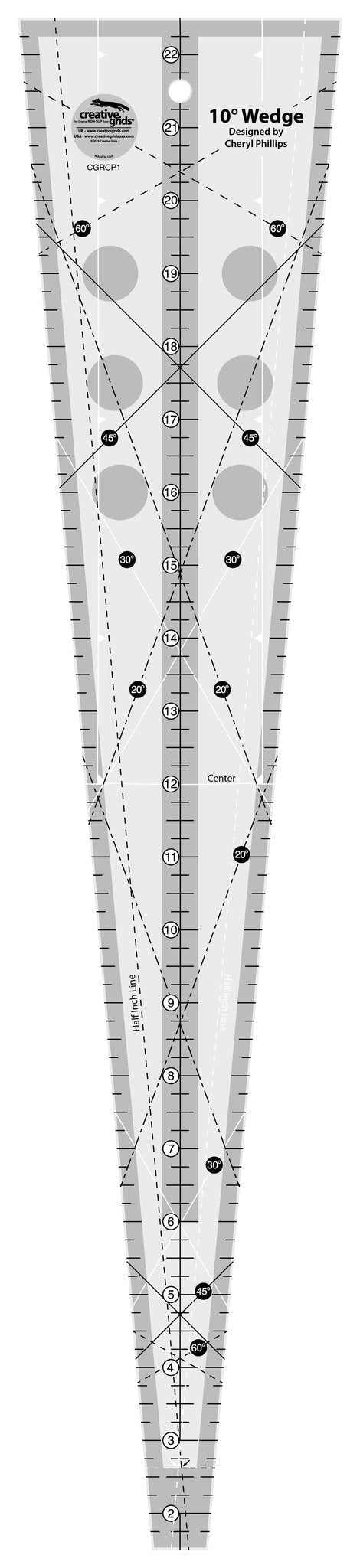 Creative Grids 10 Degree Wedge Ruler — Cottage Quilting Ltd.