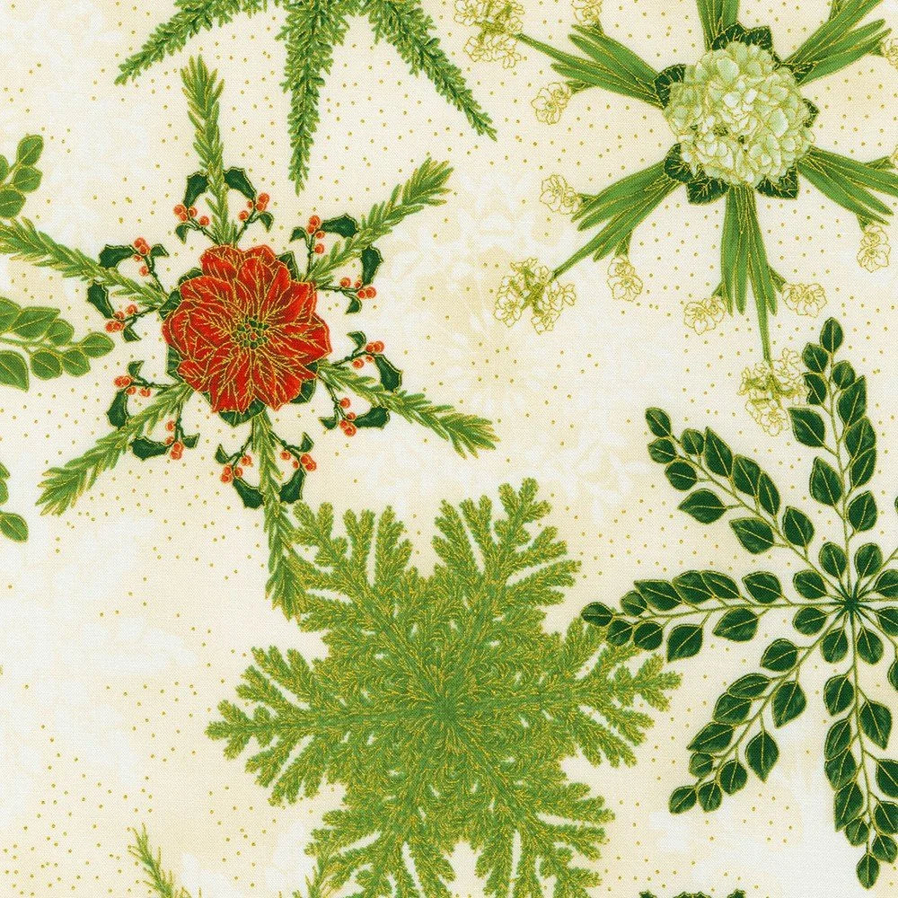 Holiday Flourish Snow Flower - Gold Colorstory Cream — Cottage Quilting Ltd.