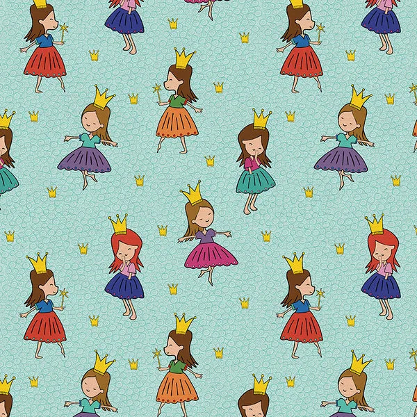 A Royal Fairytale - Princesses - Mint by Paintbrush Studio Fabric