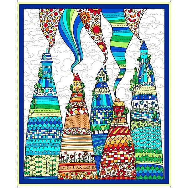 Quilting Treasures - Maison sur les collines - Panneau