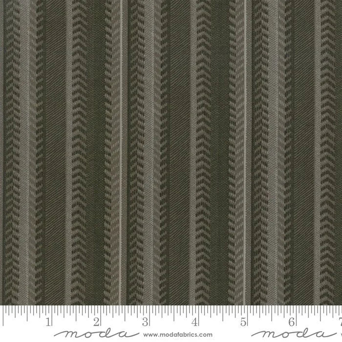 Vues du lac par Holly Taylor pour Moda Fabrics - Rayures à motifs vert mousse