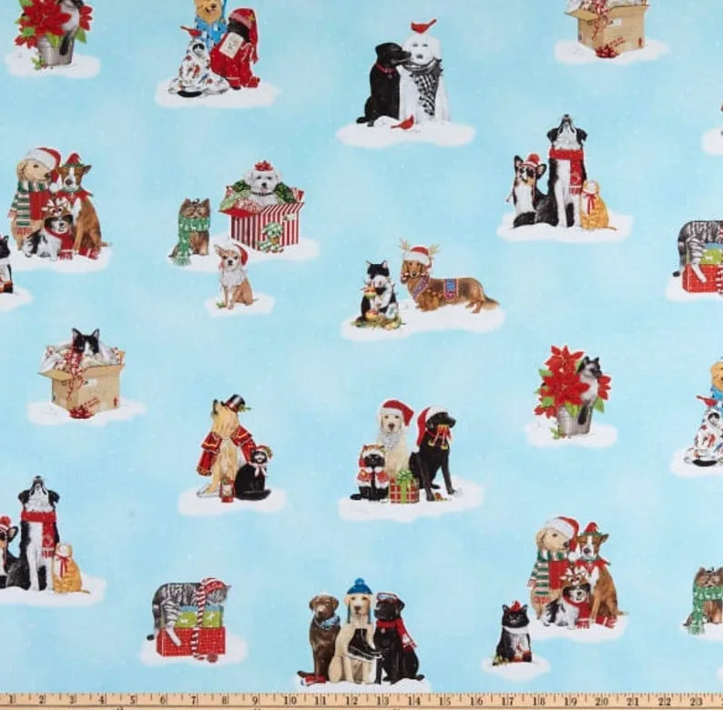 Joyeux Noël - Chats et Chiens - Bleu